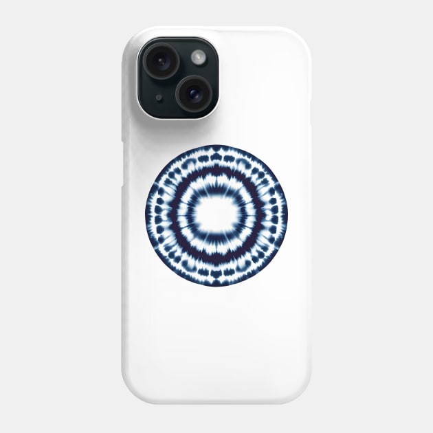 Indigo Blue and White Shibori pattern Circle Phone Case by craftydesigns