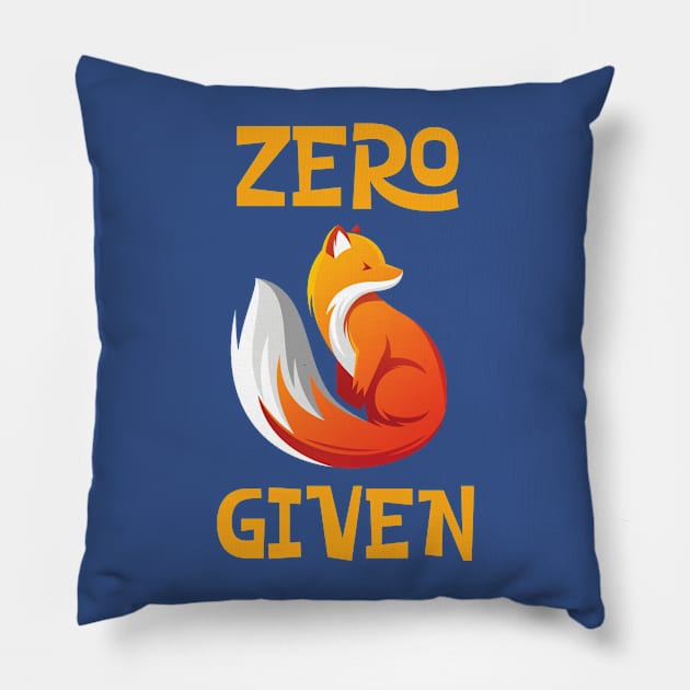 Zero Fox Given Fucks Funny Tee Pillow by Antzyzzz