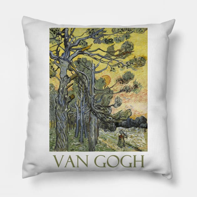 Pine Trees Against an Evening Sky by Vincent van Gogh Pillow by Naves