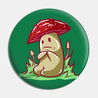 Sad Cute Mushroom Cartoon Character Pin