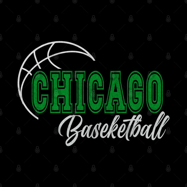 Classic Name Chicago Vintage Styles Green Basketball by Irwin Bradtke
