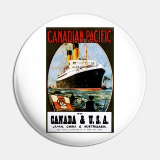 TO CANADA & USA Japan China Australasia Vintage Travel Advertisement Pin