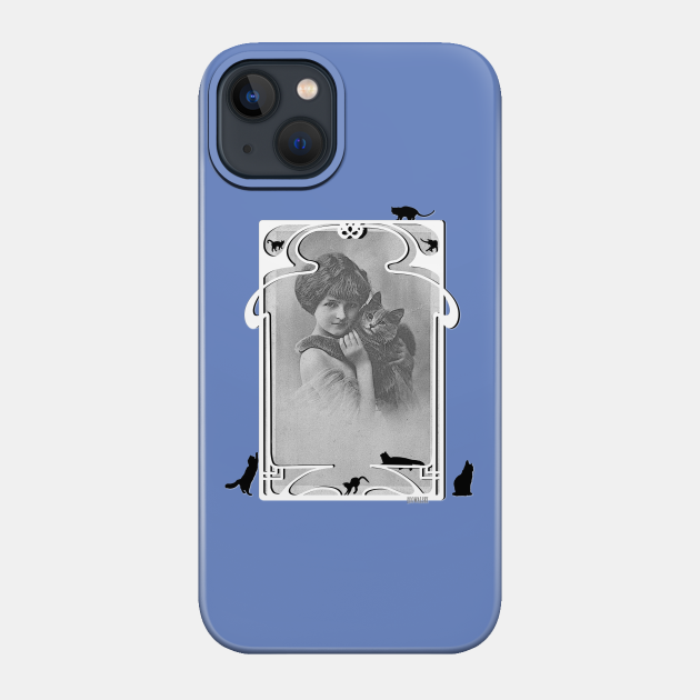 Vintage Design "Young Lady with her Cat" - Kitty - Phone Case