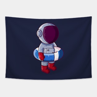 Cute Astronaut Swimming Ring Cartoon Tapestry