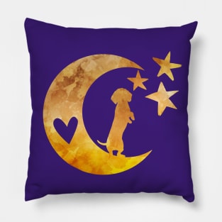 Dachshund Half Moon Stars Pillow