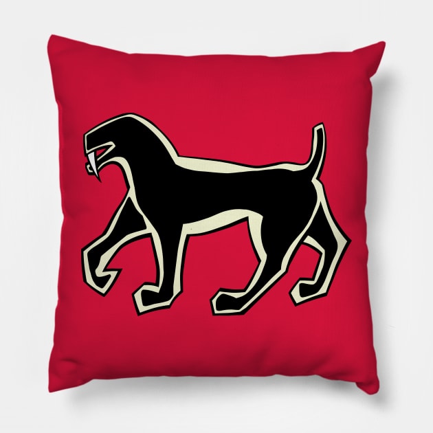 Saber Tooth Tiger Cave Illustration Pillow by Caving Designs