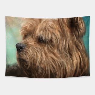 Painting of a Cute and Hairy Yorkshire Terrier Tapestry