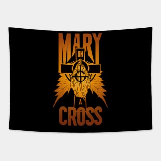 mary on a cross- gold Tapestry