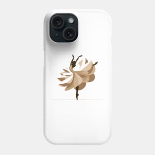 Ballerina in a golden tutu dancing in the wind. Vector illustration, tiptoe dancing, ballet dance pose Phone Case