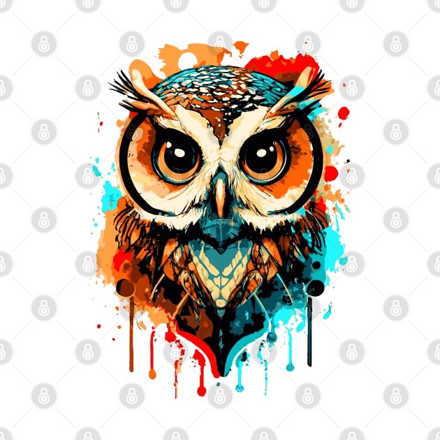 Owl Colorful - Owl Head - Cute Owl by BigWildKiwi