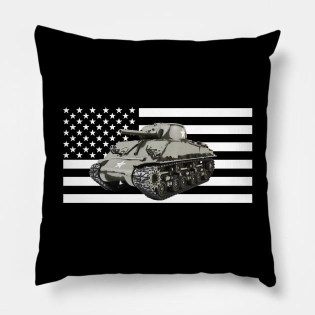 Sherman Tank WWII US Army Pillow by Dirty Custard Designs 