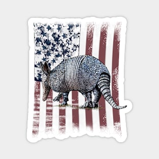 Armadillo US Flag USA America Magnet