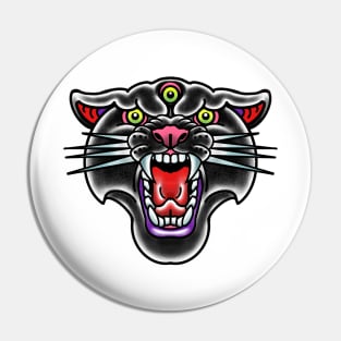 three eyed black panther head Pin