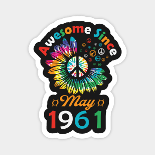 Funny Birthday Quote, Awesome Since May 1961, Retro Birthday Magnet