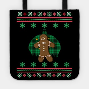 Gingerbread Man Faux Ugly Christmas Sweater Funny Holiday Design Tote