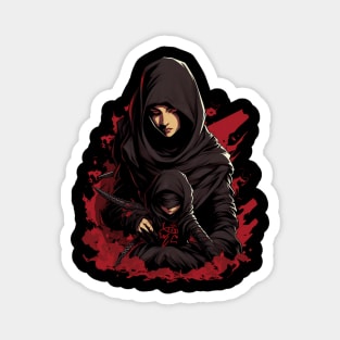 Mom Ninja: Red & Black Pop Art Comic Design - Channel the Power of Maternal Heroes Flat Out! Magnet