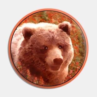 Grizzly Bear Cub in Fireweed Pin