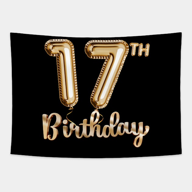 17th Birthday Gifts - Party Balloons Gold Tapestry by BetterManufaktur