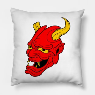 red oni mask Pillow