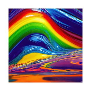 Liquid Colors Flowing Infinitely - Heavy Texture Swirling Thick Wet Paint - Abstract Inspirational Rainbow Drips T-Shirt