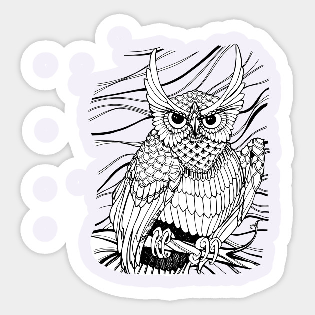 Color Your Own Tee Tuff Owl Owl Drawing Adesivo Teepublic It