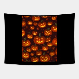 Halloween Spooky Orange Pumpkin Pattern Tapestry