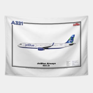 Airbus A321 - JetBlue Airways (Art Print) Tapestry