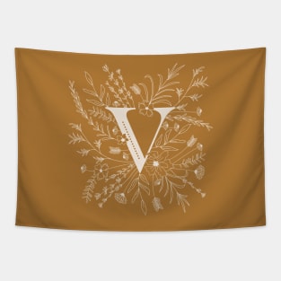 Botanical Letter V (Mustard Yellow) Tapestry