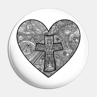 A heart with a cross inside, a description of the way of the Savior Jesus Christ Pin