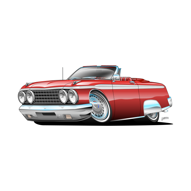 Classic Sixties American Convertible Muscle Car Cartoon by hobrath