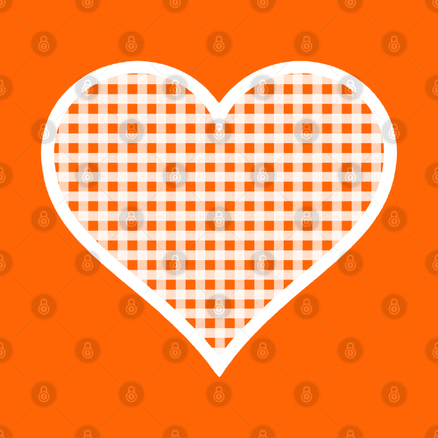 Orange and White Gingham Heart by bumblefuzzies