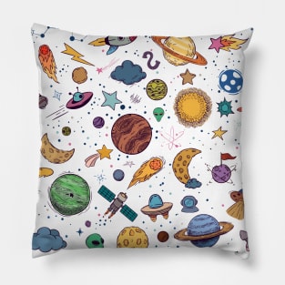 Solar System, Galaxy, Planet, Aliens, Vintage Pillow