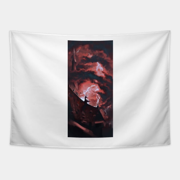 Red Storm Tapestry by SNIZHNA
