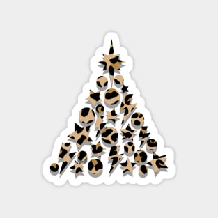 Leopard Print Christmas Tree, Lightning, Star and Baubles Magnet