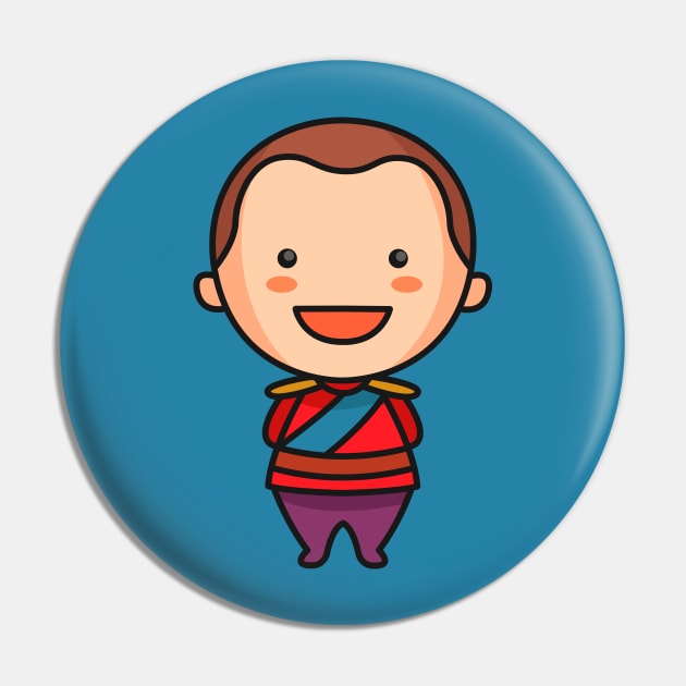 Cute British Royal Duke in Traditional Clothing Cartoon Pin by SLAG_Creative