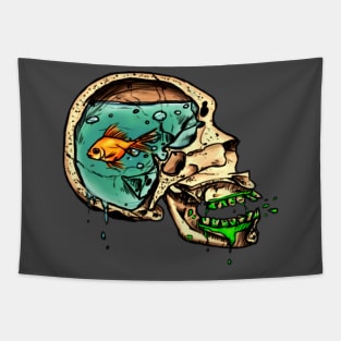 Aqua skull Tapestry