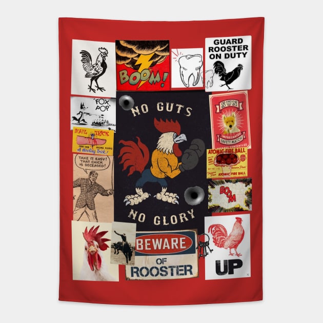 ROOSTER COLLAGE Tapestry by CS77