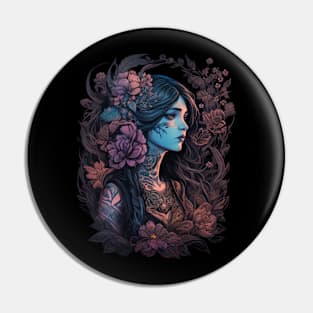 gothic girl tattoed Pin