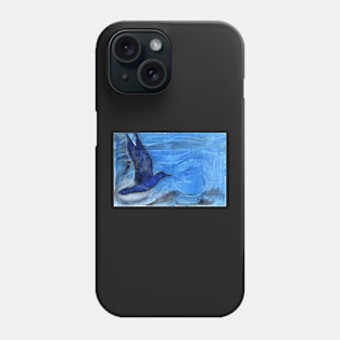 Bird Sailing above Blue Landscape Phone Case