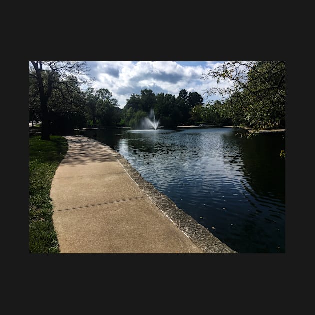 Sidewalk next to the Pond and Fountain in the Middle of Loose Park by Zen Goat 