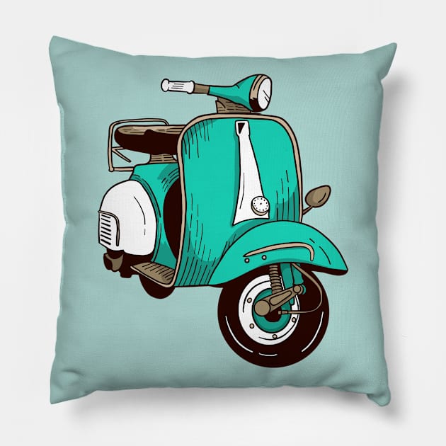 Cute Scooter Illustration Pillow by SLAG_Creative