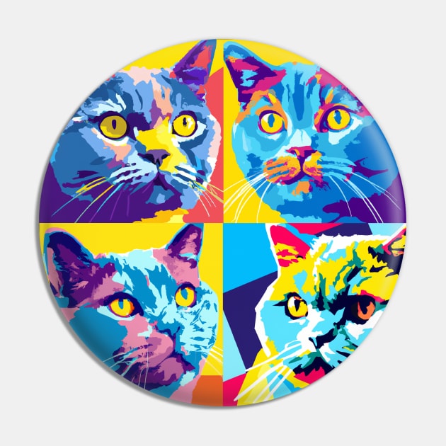 British Shorthair Pop Art- Cat Lover Gift Pin by PawPopArt