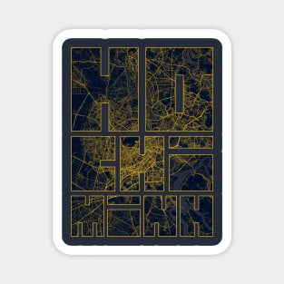 Ho Chi Minh, Vietnam City Map Typography - Gold Art Deco Magnet