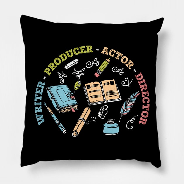 Writer Actor Producer Director Retro Pillow by V-Edgy