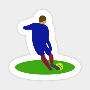 Football player with the ball. Sport. Football game, soccer. Interesting design, modern, interesting drawing. Hobby and interest. Concept and idea. Magnet