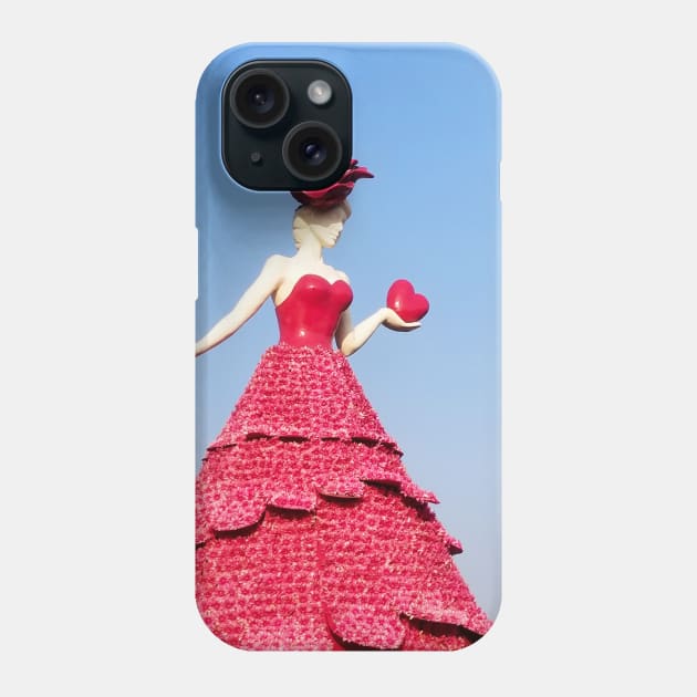 Lady Love Heart and Rose Metal Statue Phone Case by Rebekah Thompson