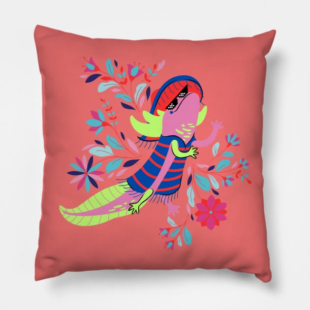 Lizard cute salamanders Pillow by LuluCybril