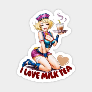 I love milk tea, bubble, boba, tapioca, kawaii anime tee Magnet