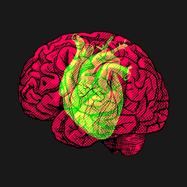 Brain&Heart Interactive Magenta&Green Filter T-Shirt By Red&Blue by RedAndBlue