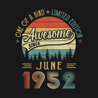 June 1952 Vintage 70 Years Old Retro 70th Birthday T-Shirt